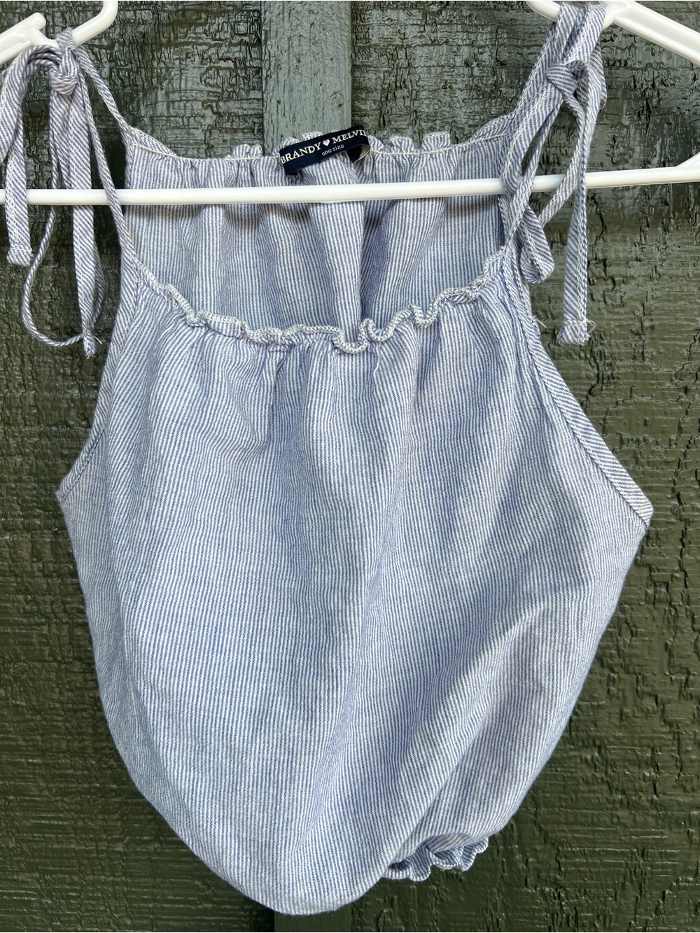 Brandy Melville Striped Tie-Shoulder Tank Top - Light Blue/White